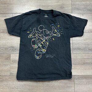 Mickey Mouse Confetti T Shirt Size L Cotton Walt Disney World Disneyland Black
